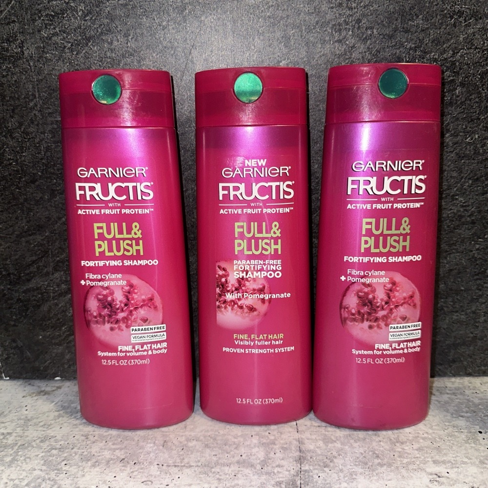 3 Lot Garnier Fructis Full & Plush Fortifying Shampoo Thicker Hair 12.5